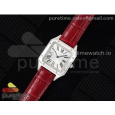 F1공장 까르띠에 산토스 뒤몽 27.5 스틸 실버다이얼 레드가죽스트랩 Santos Dumont 27.5mm IWSF Best Edition Silver Dial on Red Leather Strap Quartz