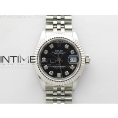 APS공장 롤렉스 레이디 데이저스트 28 스틸 블랙다이아몬드다이얼 플루티드베젤 쥬빌레브레이슬릿 Datejust 28mm 279179 SS APSF Best Edition Black Dial Crystals Markers on SS Jubilee Bracelet NH05