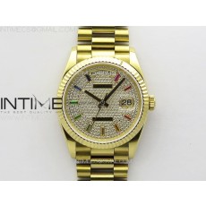 RA공장 롤렉스 데이데이트 36 옐로우금통 다이아몬드다이얼 프레지던트브레이슬릿 Daydate 128238 36mm YG RAF Best Edition Color Diaminds Dial on SS President Bracelet A2836