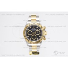 KING공장 롤렉스 스틸 데이토나 옐로우골드금통 블랙다이얼 8P다이아몬드인덱스 브레이슬릿 Daytona 116503 YG/SS Black/Gold/Dia KING A4130