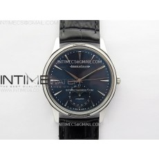 ZF공장 예거르쿨트르 마스터 울트라씬 문페이즈 스틸 블루다이얼 블랙가죽스트랩 Master Ultra Thin Moon 1368420 SS ZF 1:1 Best Edition Blue Dial on Black Leather Strap V3 SA925 Super Clone (Free rubber straps and a tool)