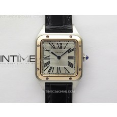 F1공장 까르띠에 산토스 뒤몽 38mm 로즈골드콤비 실버다이얼 블랙가죽스트랩 Santos Dumont 38mm SS/RG F1F Best Edition Silver Dial on Black Leather Strap Quartz