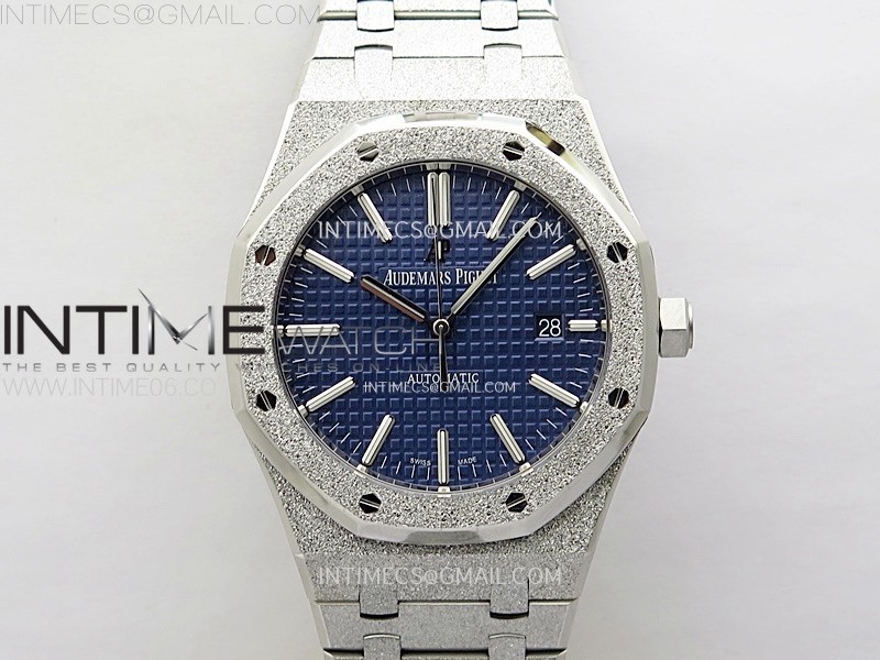 ZF공장 오데마피게 로얄오크 15410 프로스티드 블루다이얼 브레이슬릿 Royal Oak 41mm 15410 Frosted SS ZF 1:1 Best Edition Blue Textured Dial on SS Bracelet SA3120 Super Clone