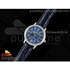 APS공장 예거르쿨트르 랑데뷰 나잇앤데이 스틸 다이아몬드베젤 블루다이얼 가죽스트랩 Rendez-Vous Night & Day SS APSF 1:1 Best Edition Blue Textured Dial Diamonds Bezel on Blue Leather Strap SA898