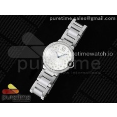 AF공장 까르띠에 발롱블루 36mm 실버텍스쳐다이얼 다이아몬드인덱스 다이아몬드베젤 브레이슬릿 Ballon Bleu 36mm AF 1:1 Best Edition Silver Textured Dial 1 Line Diamonds Bezel on SS Bracelet NH05B
