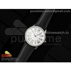 AF공장 까르띠에 롱드솔로 42mm 스틸 화이트다이얼 다이아몬드베젤 블랙가죽스트랩 Ronde Solo 42mm SS AF 1:1 Best Edition White Dial Diamonds Bezel on Black Black Strap MIYOTA 9015