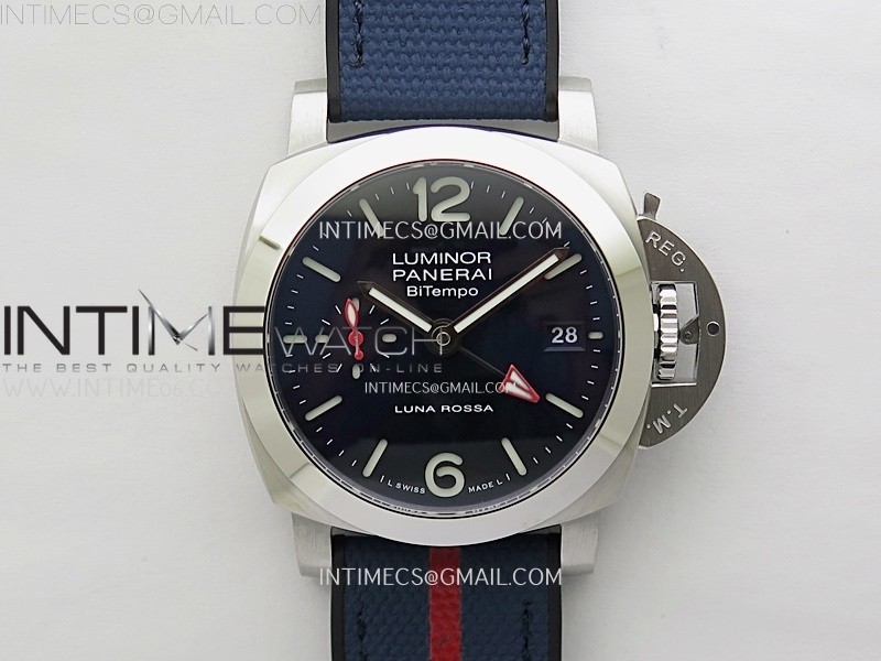 VS공장 파네라이 PAM1404 블루다이얼 블루러버스트랩 PAM1404 Z GMT SS VSF 1:1 Best Edition Blue Dial on Blue Rubber Strap Asian P900