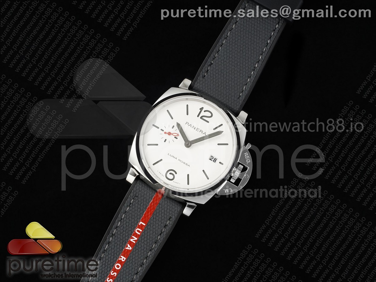 VS공장 파네라이 루미노르 루나로사 PAM1381 화이트다이얼 42mm 나일론스트랩 Luminor Due Luna Rossa 42mm VSF 1:1 Best Edition on Gray Nylon Strap P900