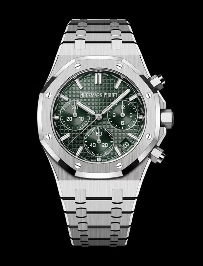APS공장 오데마피게 로얄오크 크로노그래프 스틸 그린다이얼 브레이슬릿 26240 V2 Royal Oak Chrono 26240 SS APSF 1:1 Best Edition Green Dial on SS Bracelet SA4401 Super Clone