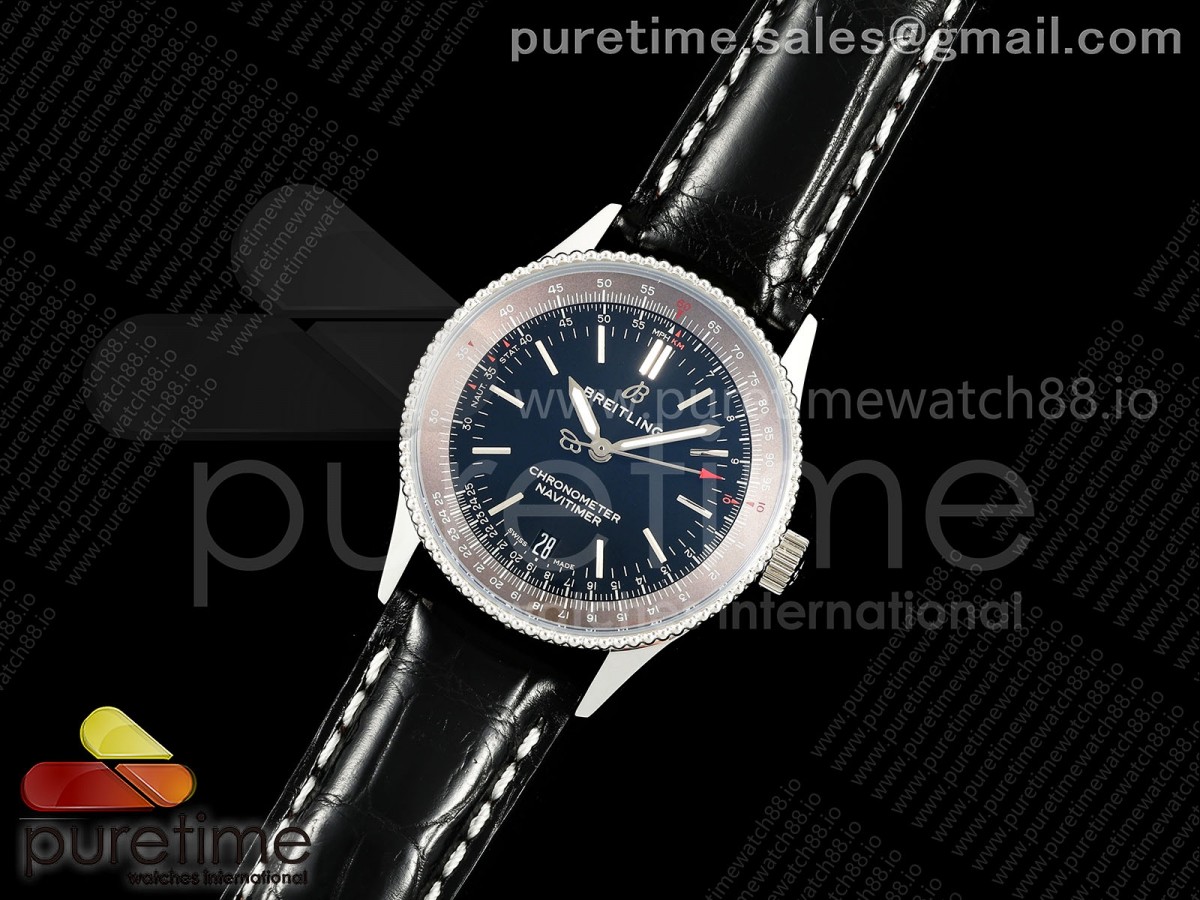 TF공장 브라이틀링 내비타이머 38 블랙다이얼 블랙가죽스트랩 Navitimer 38 Date SS TF 1:1 Best Edition Black Dial on Black Leather Strap A2824