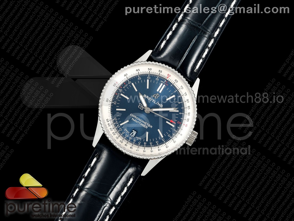 TF공장 브라이틀링 내비타이머 38 블루다이얼 블루가죽스트랩 Navitimer 38 Date SS TF 1:1 Best Edition Blue Dial on Blue Leather Strap A2824