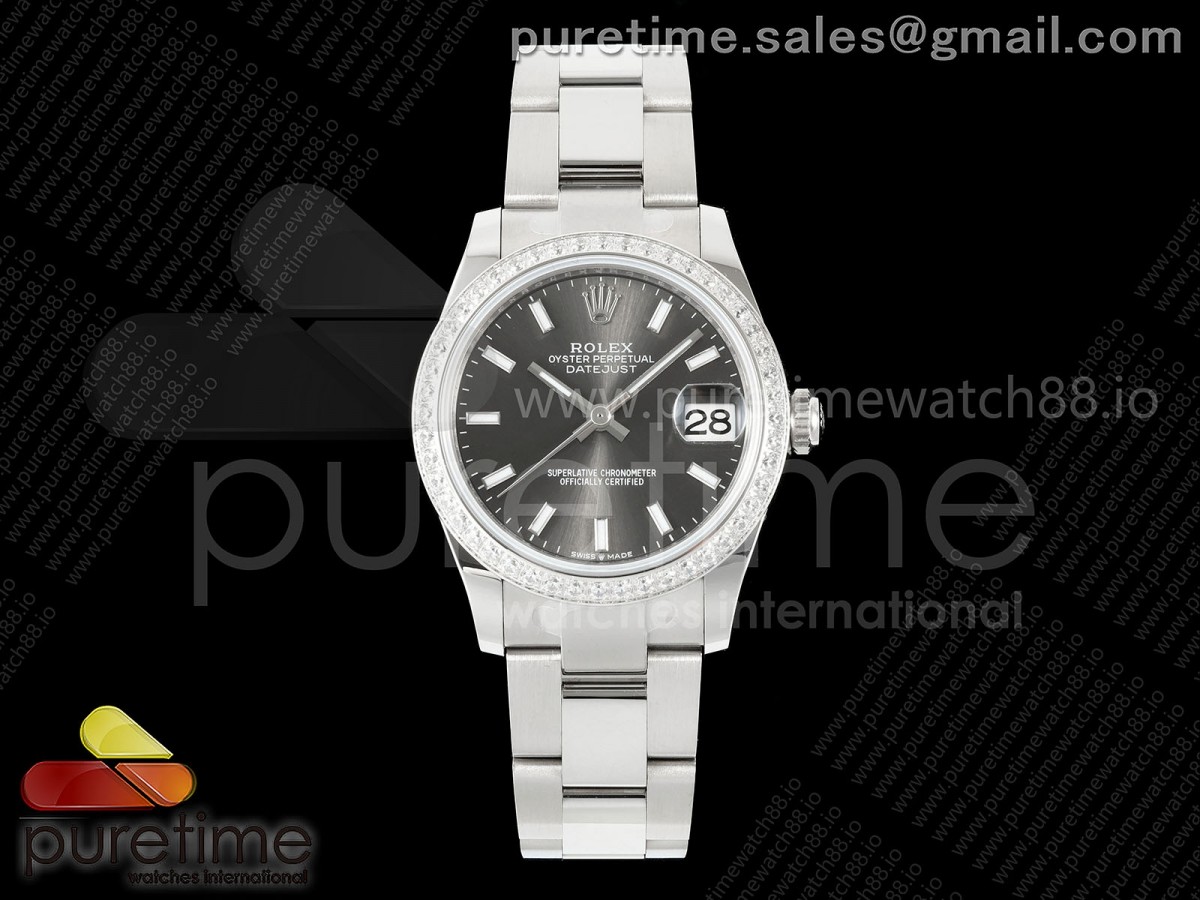 AR공장 롤렉스 레이디 데이저스트 31 그레이다이얼 다이아몬드베젤 오이스터브레이슬릿 DateJust 31 SS ARF 1:1 Best Edition Gray Stick Dial Diamonds Bezel on Oyster Bracelet ETA2688