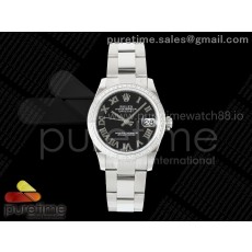 AR공장 롤렉스 레이디 데이저스트 31 블랙다이얼 로만인덱스 다이아몬드베젤 오이스터브레이슬릿 DateJust 31 SS ARF 1:1 Best Edition Black Roman Dial Diamonds Bezel on Oyster Bracelet ETA2688