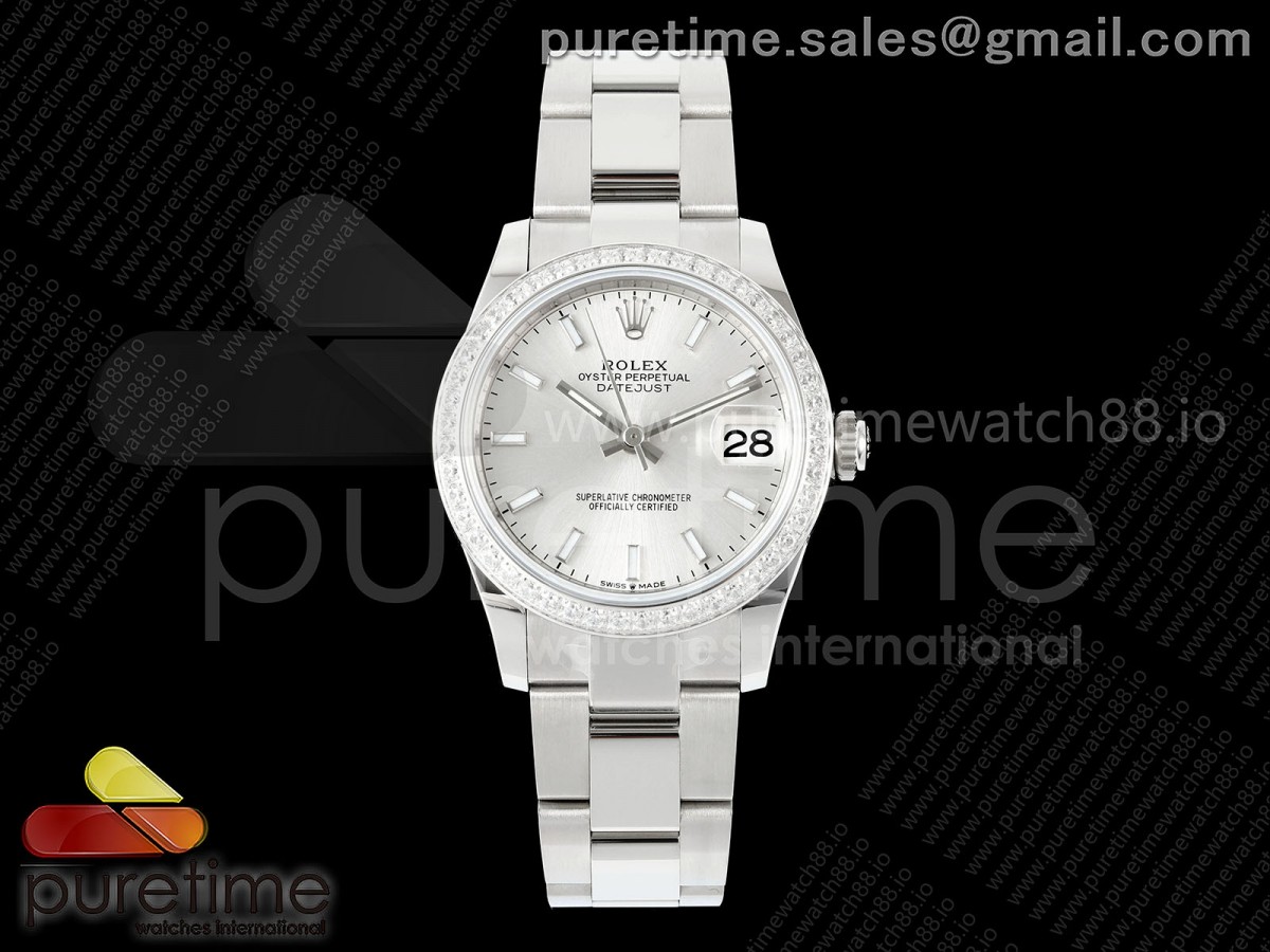AR공장 롤렉스 레이디 데이저스트 31 실버다이얼 다이아몬드베젤 오이스터브레이슬릿 DateJust 31 SS ARF 1:1 Best Edition Silver Stick Dial Diamonds Bezel on Oyster Bracelet ETA2688