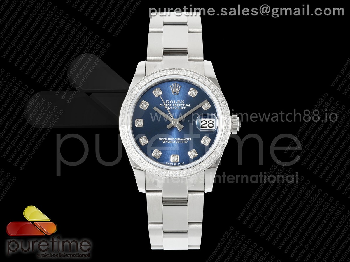 AR공장 롤렉스 레이디 데이저스트 31 블루다이얼 텐포인트 다이아몬드베젤 오이스터브레이슬릿 10P DateJust 31 SS ARF 1:1 Best Edition Blue Diamonds Dial Diamonds Bezel on Oyster Bracelet ETA2688