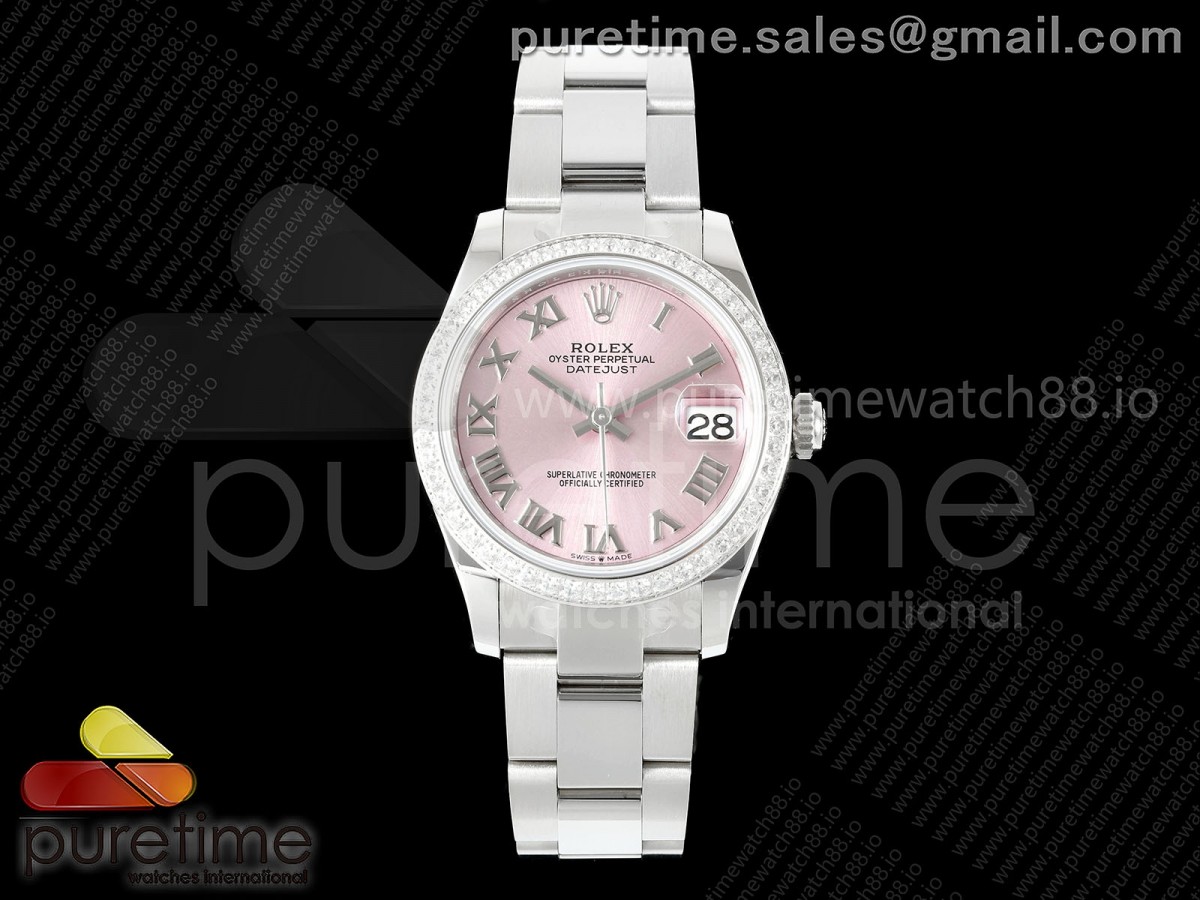 AR공장 롤렉스 레이디 데이저스트 31 핑크다이얼 로만인덱스 다이아몬드베젤 오이스터브레이슬릿 DateJust 31 SS ARF 1:1 Best Edition Pink Roman Dial Diamonds Bezel on Oyster Bracelet ETA2688