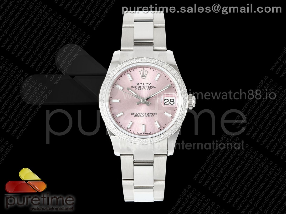 AR공장 롤렉스 레이디 데이저스트 31 핑크다이얼 다이아몬드베젤 오이스터브레이슬릿 DateJust 31 SS ARF 1:1 Best Edition Pink Stick Dial Diamonds Bezel on Oyster Bracelet ETA2688