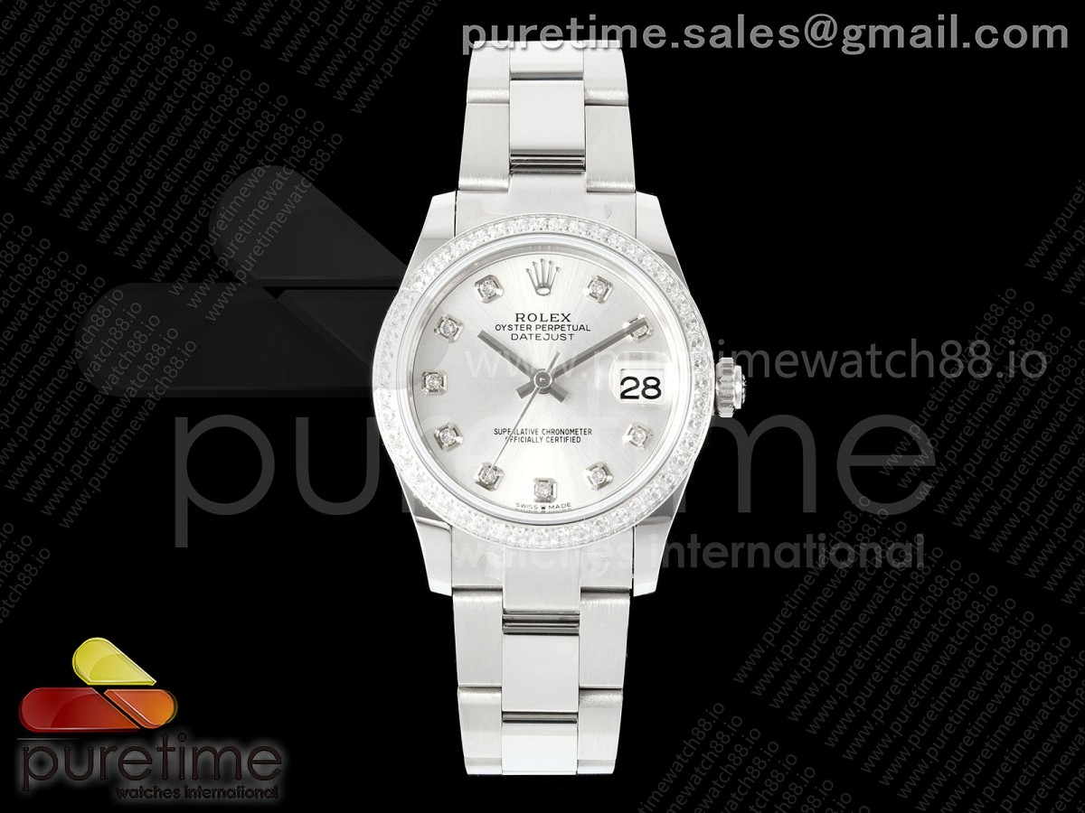 AR공장 롤렉스 레이디 데이저스트 31 실버다이얼 텐포인트 다이아몬드베젤 오이스터브레이슬릿 10P DateJust 31 SS ARF 1:1 Best Edition Silver Diamonds Dial Diamonds Bezel on Oyster Bracelet ETA2688