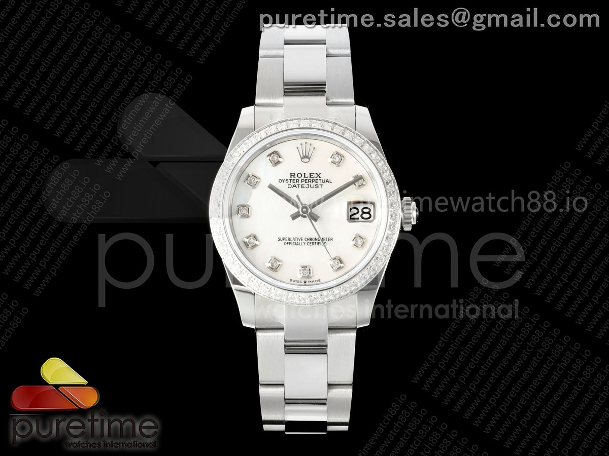 AR공장 롤렉스 레이디 데이저스트 31 자개다이얼 텐포인트 다이아몬드베젤 오이스터브레이슬릿 10P DateJust 31 SS ARF 1:1 Best Edition White MOP Diamonds Dial Diamonds Bezel on Oyster Bracelet ETA2688