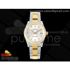 AR공장 롤렉스 레이디 데이저스트 31 옐로우골드콤비 실버다이얼 텐포인트 다이아몬드베젤 오이스터브레이슬릿 10P DateJust 31 SS/YG ARF 1:1 Best Edition Silver Diamonds Dial Diamonds Bezel on Oyster Bracelet ETA2688