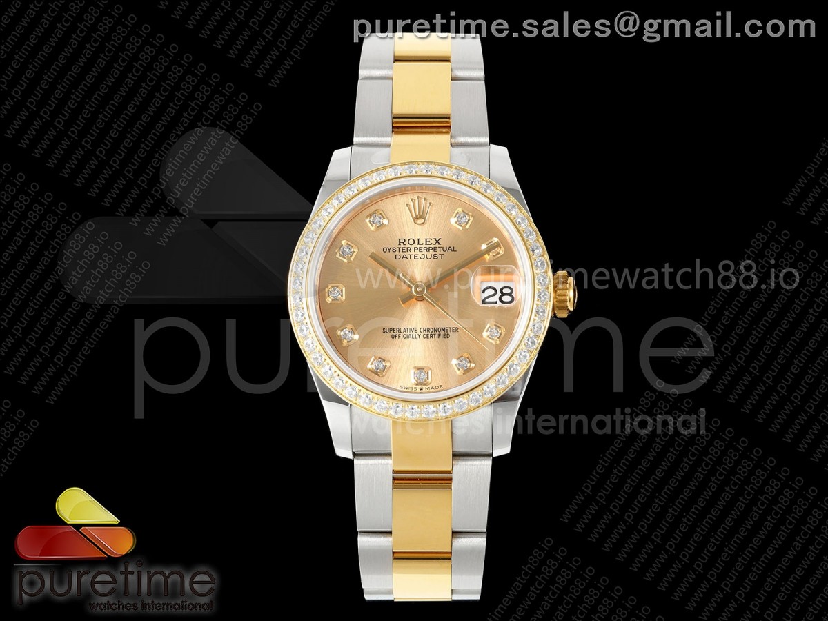 AR공장 롤렉스 레이디 데이저스트 31 옐로우골드콤비 샴페인다이얼 텐포인트 다이아몬드베젤 오이스터브레이슬릿 10P DateJust 31 SS/YG ARF 1:1 Best Edition YG Diamonds Dial Diamonds Bezel on Oyster Bracelet ETA2688