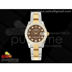 AR공장 롤렉스 레이디 데이저스트 31 옐로우골드콤비 브라운다이얼 텐포인트 다이아몬드베젤 오이스터브레이슬릿 10P DateJust 31 SS/YG ARF 1:1 Best Edition Brown MOP Diamonds Dial Diamonds Bezel on Oyster Bracelet ETA2688