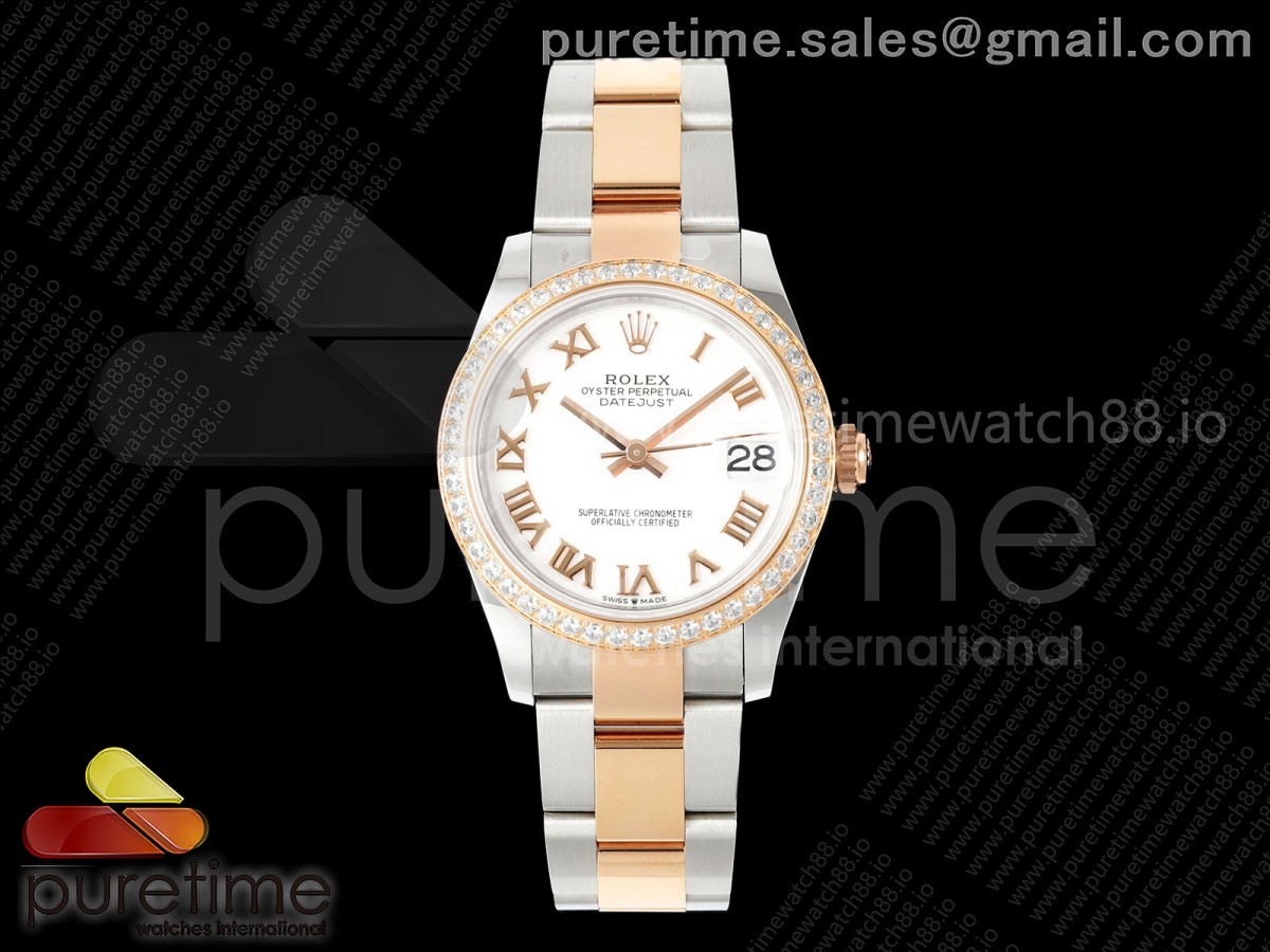 AR공장 롤렉스 레이디 데이저스트 31 로즈골드콤비 화이트다이얼 로만인덱스 다이아몬드베젤 오이스터브레이슬릿
