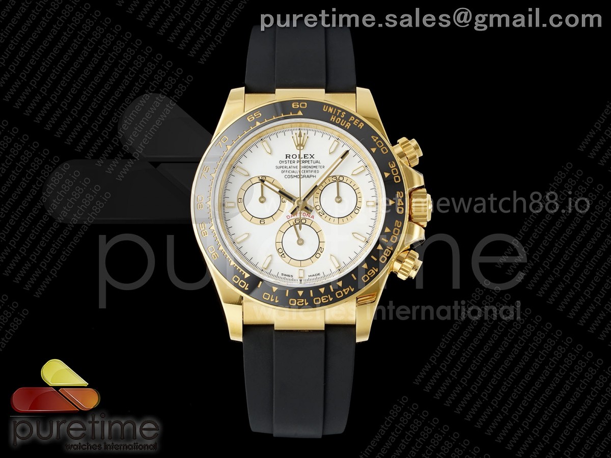 VS공장 롤렉스 데이토나 옐로우골드금통 화이트다이얼 러버스트랩 텅스텐 Daytona 126518 VSF 1:1 Best Edition White Dial on Oysterflex Strap VS4131 V2 (Weighted)