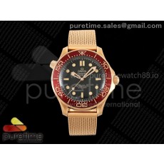 VS공장 오메가 다이버300m 로즈골드금통 버건디베젤 블랙다이얼 메쉬스트랩 Seamaster 300M Diver RG VSF 1:1 Best Edition Black Dial on Mesh Bracelet A8806