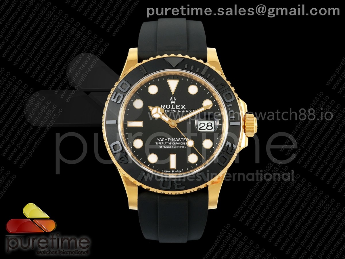 VS공장 롤렉스 요트마스터 42 옐로우골드금통 블랙다이얼 러버스트랩 텅스텐 Yacht-Master 42mm 226658 VSF 1:1 Best Edition 3D Black Ceramic Bezel on Black Rubber Strap VS3235 V2 (Gain Weight)