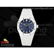 APS공장 오데마피게 로얄오크 15500 블루다이얼 화이트세라믹브레이슬릿 Royal Oak 15500 White Ceramic APSF 1:1 Best Edition Blue Dial on White Ceramic Bracelet SA4302 Super Clone
