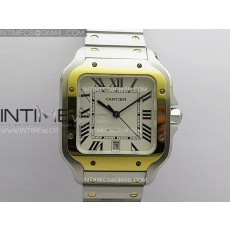GF공장 까르띠에 산토스 40MM 라지 옐로우골드콤비 스마트링크브레이슬릿 Santos de Cartier 40mm SS/YG GF 1:1 Best Edition White Dial On SS Bracelet MIYOTA 9015