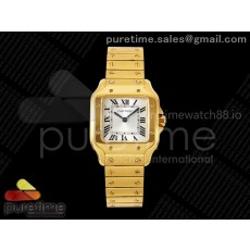 8848공장 까르띠에 산토스 스몰 옐로우골드금통 화이트다이얼 브레이슬릿 Santos 27mm YG 8848F 1:1 Best Edition Silver Dial on YG Bracelet Quartz