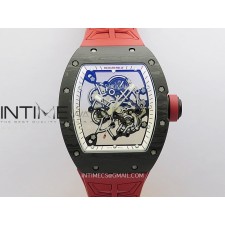 ZF공장 리차드밀 RM055 NTPT 스켈레톤다이얼 레드러버스트랩 RM055 White Inner Bezel Red Crown NTPT ZF 1:1 Best Edition Skeleton Dial On Red Shark Rubber Strap RMUL2 Super Clone